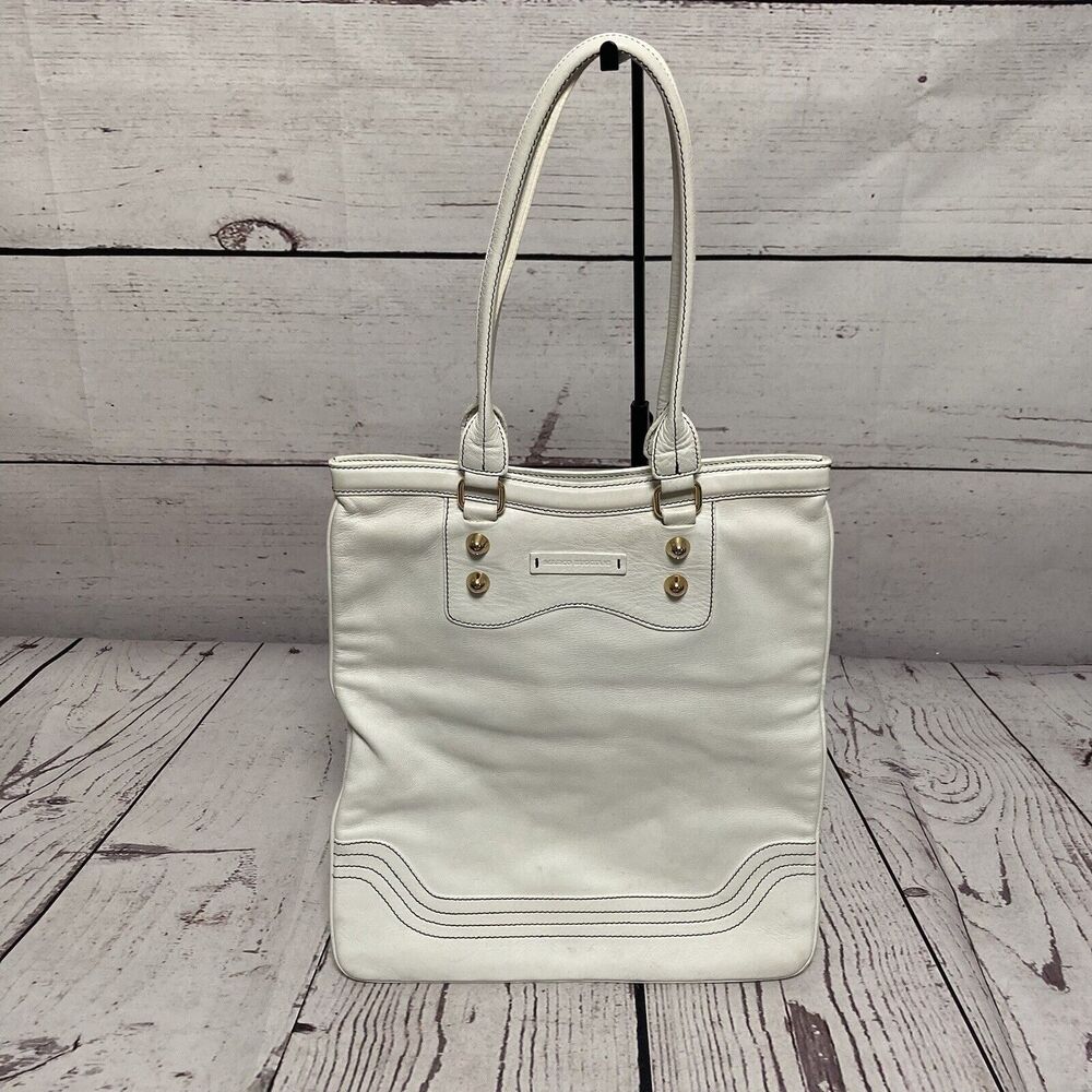 Marco Buggiani White Genuine Leather Tote Bag Made In‎ Italy Pebbled